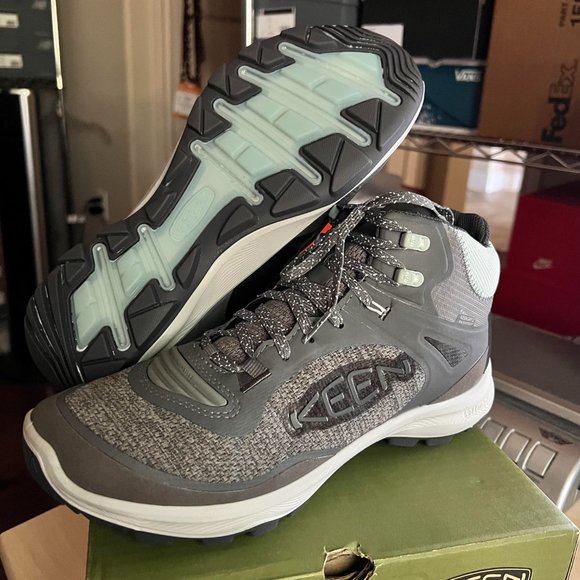 KEEN Terradora Mid Flex Waterproof Hiking Trail Boots Women's Magnet/Cloud Blue - Picture 5 of 16